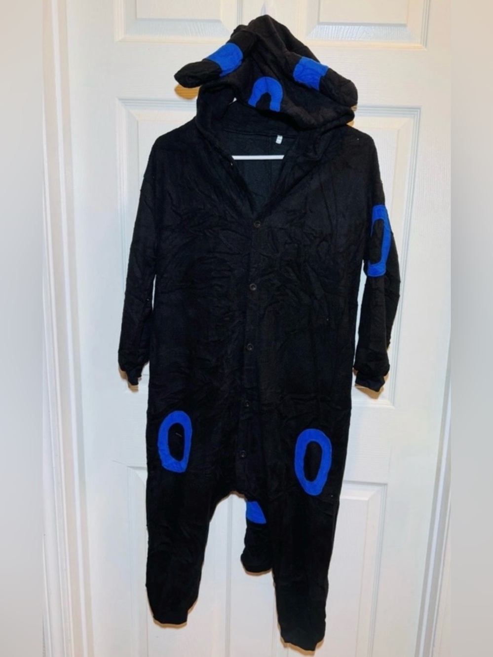 Pokémon Umbreon Hooded One-Piece Jumpsuit Pajamas Costume Black/Blue 115 cm 6/7